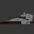 Sci Fi Battleship 3D Model With White Red Hull And Twin Cannons 3d model