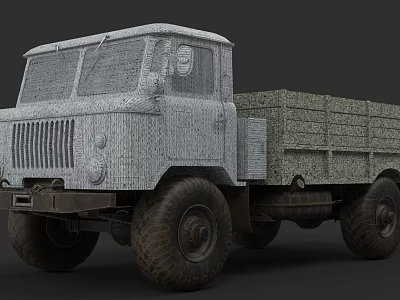 Woven Texture Heavy Duty Truck With Large Tires And Cargo Bed Design 3d model