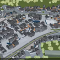 Aerial Planning of Modern Residential Community With Housing Layout Green Spaces and Road Networks