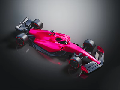 Sleek Pink F1 Style Race Car With Streamlined Body And Black Wheels On Dark Background 3d model