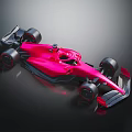 Sleek Pink F1 Style Race Car With Streamlined Body And Black Wheels On Dark Background