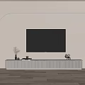 Modern Minimalist White TV Stand With Wall Mounted TV Decorative Items And Curved Lighting