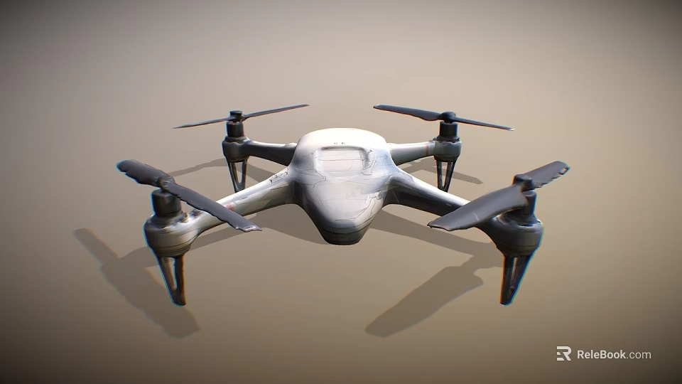High Tech Modern Drone Featuring Four Propellers And Sleek Aerodynamic Body 3d model 