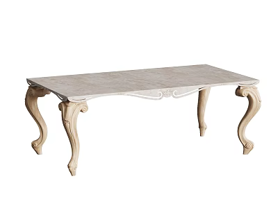 Elegant Classic Coffee Table With Ornate Carved Details And Curved Wooden Legs 3d model