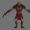 Muscular Monster Character With Sharp Teeth Clawed Hands And Tattered Red Loincloth