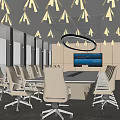 Modern Conference Room Interior With Large Windows Long Table Comfortable Chairs