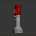 Red Fire Hydrant With Silver Base And Metallic Structure Design 3d model