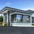 Gaoping City Electric Power Engineering Company Entrance Gate With Night City Background And Guardhouse Lighting