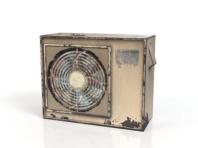 Vintage Electric Fan With Retro Square Design And Metal Blades Structure 3d model