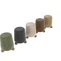 Two Modern Beige and Grey Upholstered Ottoman with Wooden Legs