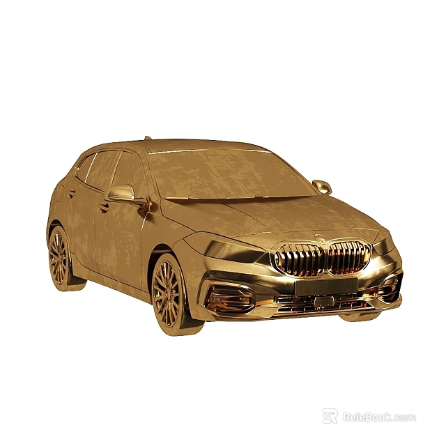 Golden BMW Car Model Decorative Ornament Set With Metallic Shine For Home Decoration 3d model 