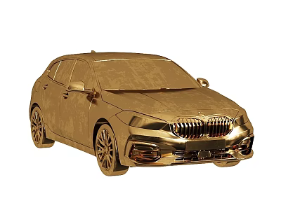 Golden BMW Car Model Decorative Ornament Set With Metallic Shine For Home Decoration 3d model