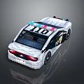 Pixel Blocky Police Car With White Body And Light Bar Details