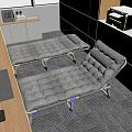 Gray Folding Beds In Office With Wooden Desk And White Cabinets
