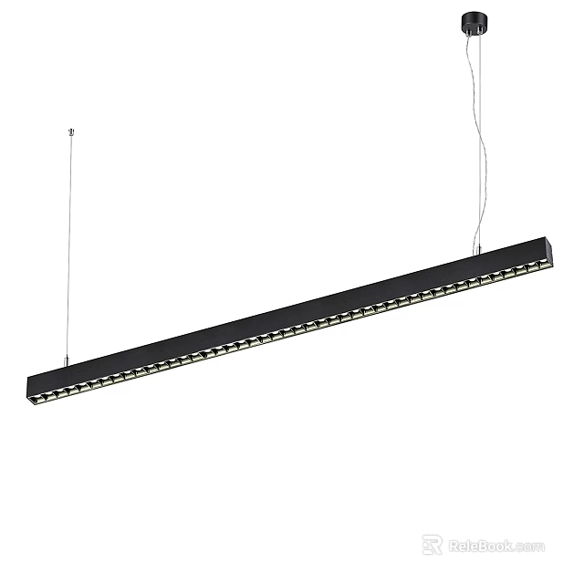 Modern Linear Pendant Light With Black Finish And LED Bulbs For Contemporary Interior Spaces 3d model 