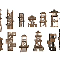 Various Wooden Garden Pavilions With Tiered Structures And Diverse Roof Designs