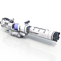 Futuristic Silver Mechanical Weapon With Purple Core Long Barrel And Sighting Device