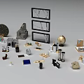 Art Installation Collection Featuring Various Decorative Items Including Clock Globe And Sculptures 3d model