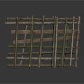 Handmade Wooden Bamboo Lattice Structure with Green Sticks and Rope Binding