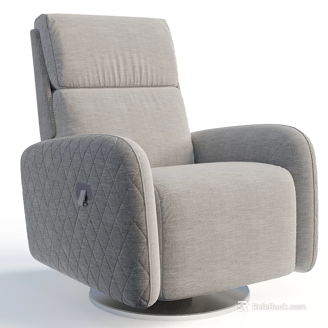 Gray Fabric Recliner Chair With Diamond Quilted Design And Adjustable Stitched Backrest 3d model 