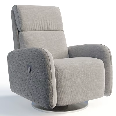Gray Fabric Recliner Chair With Diamond Quilted Design And Adjustable Stitched Backrest 3d model