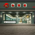 Modern Supermarket Interior With Shelves Refrigerators Checkout Counter And Product Displays