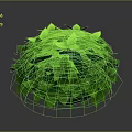 Vibrant Green Leafy Round Shaped Plant With Lush Foliage And Round Structure On Dark Background