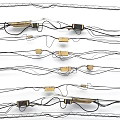 Organized Black Electronic Wires with Yellow Blocks in Linear Structured Arrangement 3d model