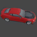 Red Sports Car With Black Hood And Aggressive Front Grille Design
