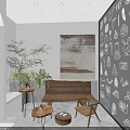 Modern Bubble Tea Shop Interior With Cozy Seating Marble Counter Wall Art And Green Plants