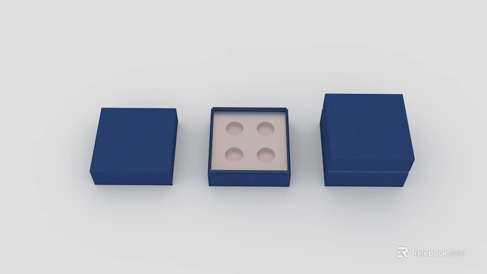 Blue Fabric Storage Boxes With Open Case And Circular Compartments 3d model 