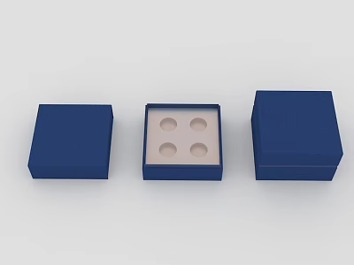 Blue Fabric Storage Boxes With Open Case And Circular Compartments 3d model
