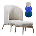 Modern Blue And Light Gray Accent Chairs With Curved Backrest And Ottoman 3d model