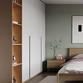 Modern Bedroom Interior Featuring Green Wall Wooden Bed Bedside Tables Lamps And Area Rug