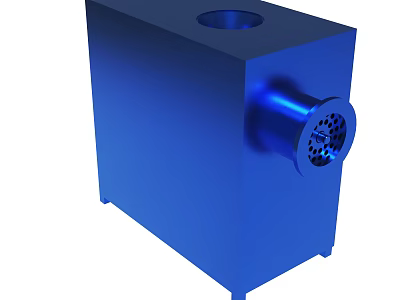 Blue Metal Meat Grinder Kitchen Appliance With Circular Opening And Perforated Nozzle 3d model