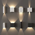 Contemporary Wall Lamps With Various Designs And Shapes Illuminating Gray Wall