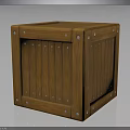 Wooden Cube Shaped Storage Box With Striped Planks And Metal Rivets