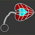 Stylish Red Heart Shaped Fashion Accessory With Silver Chain And Blue Gemstone