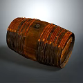 Vintage Wooden Barrel With Metal Hoops And Distressed Wooden Surface