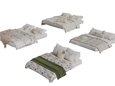 37 French Bedding Double Bed Sheet Quilt 3d model