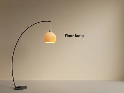 Modern Floor Lamp With Curved Pole And Round Warm Light Shade For Home Decor 3d model
