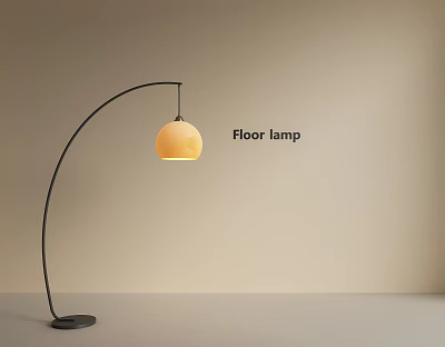 Modern Floor Lamp With Curved Pole And Round Warm Light Shade For Home Decor 3d model