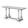 Elegant Console Table With White Marble Top And Black Column Legs 3d model