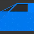 Blue Spacecraft Cockpit Module With Transparent Windows And Interior Structure