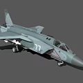 Gray Military Fighter Jet 3D Model With Number 77 And Red Star Markings