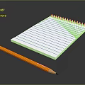 Book notebook file pencil realistic model cartoon model PBR PBR model 3d model