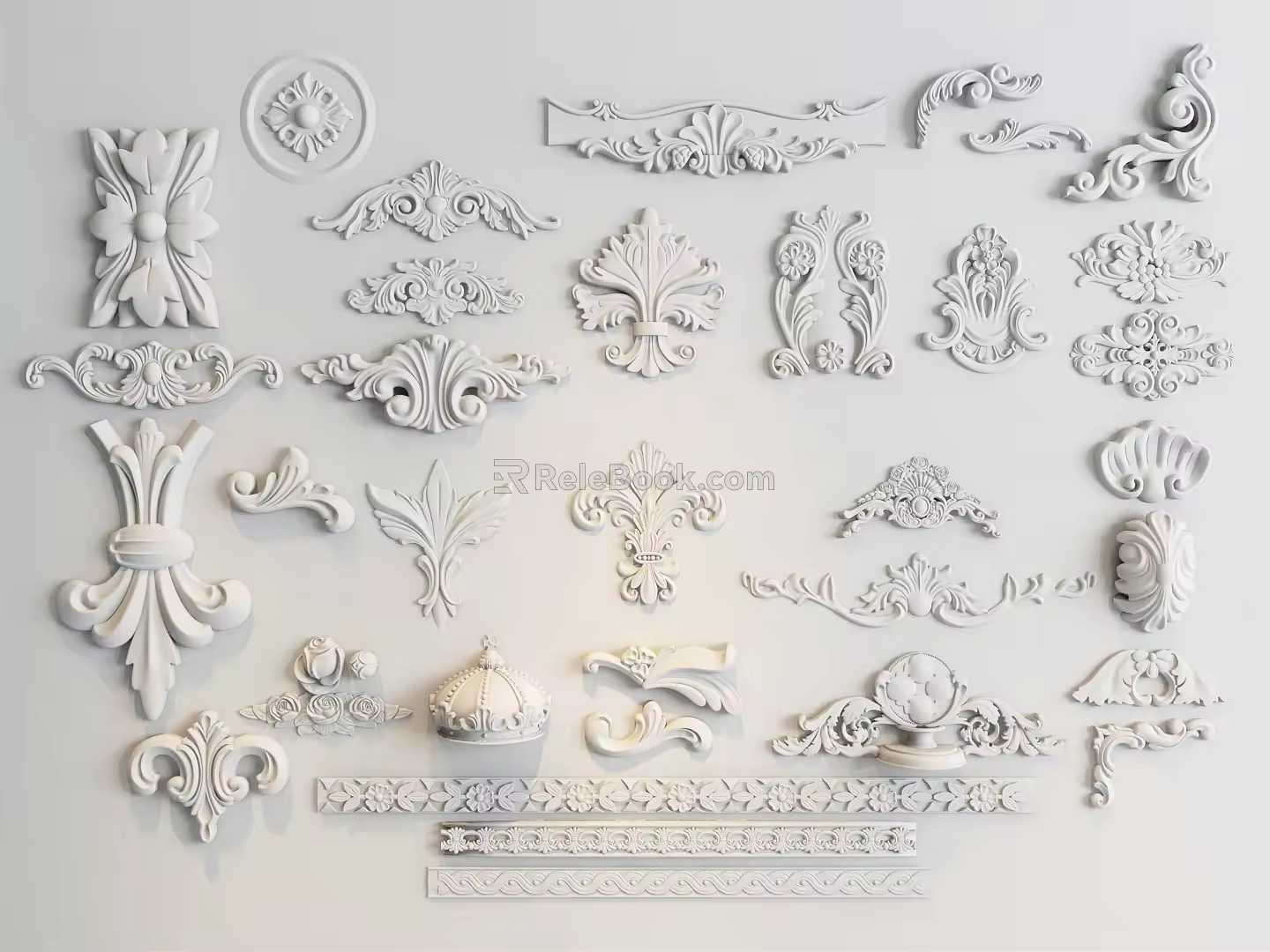 European-style Carved Component 3d model