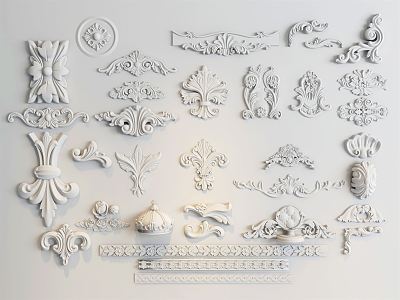 European-style Carved Component 3d model