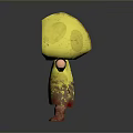 Cute Cartoon Doll In Yellow Raincoat With Red Nose And Outstretched Arms