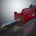 Red Hydraulic Breaker Model 1500 With Worn Tip For Industrial Use 3d model